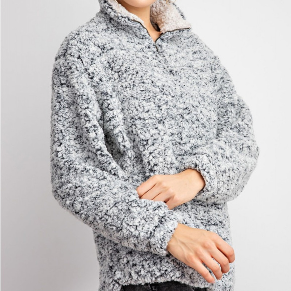 easel Jackets & Blazers - NWT-Women’s Two Tone 1/4 Zip Fleece Pullover, Grey